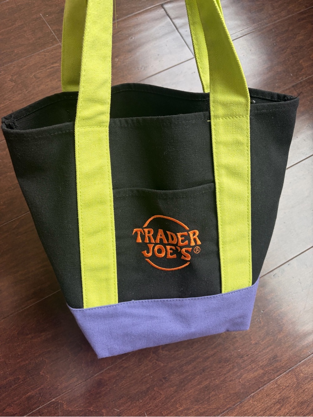 Trader Joe's Mini Tote Bag in Black, Lime and Lavender—Halloween edition